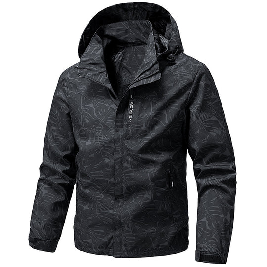 Herren Leichte Outdoor-Jacke mit Kapuze und Print Shop Nory