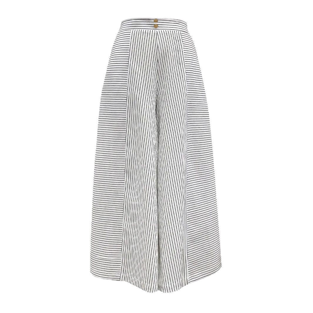 Damen Hochtaillierte Palazzo-Hose mit weitem Bein & Streifen-Detail Shop Nory