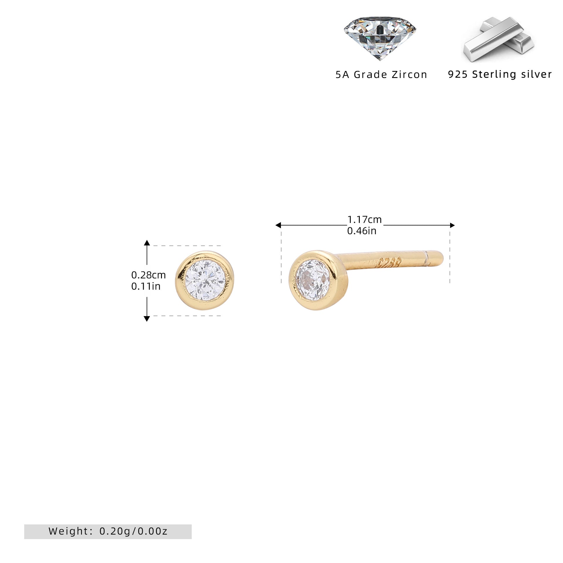 Damen Ohrstecker aus 925 Sterling Silber mit funkelnden 5A Zirkonsteinen Shop Nory