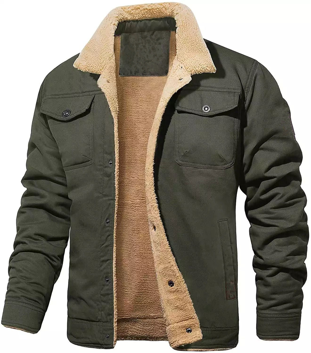 Herren gefütterte Steppjacke im Utility-Stil mit warmem Innenfutter