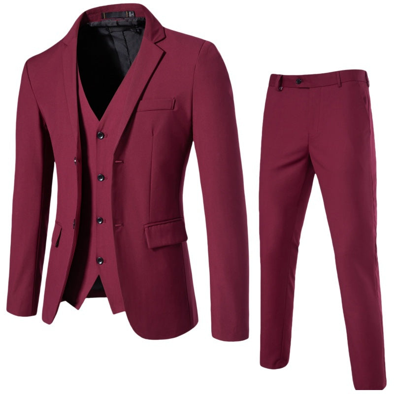 Herren Dreiteiliges tailliertes Anzugset mit Slim‑Sakko, Weste und schmaler Flachbundhose Shop Nory