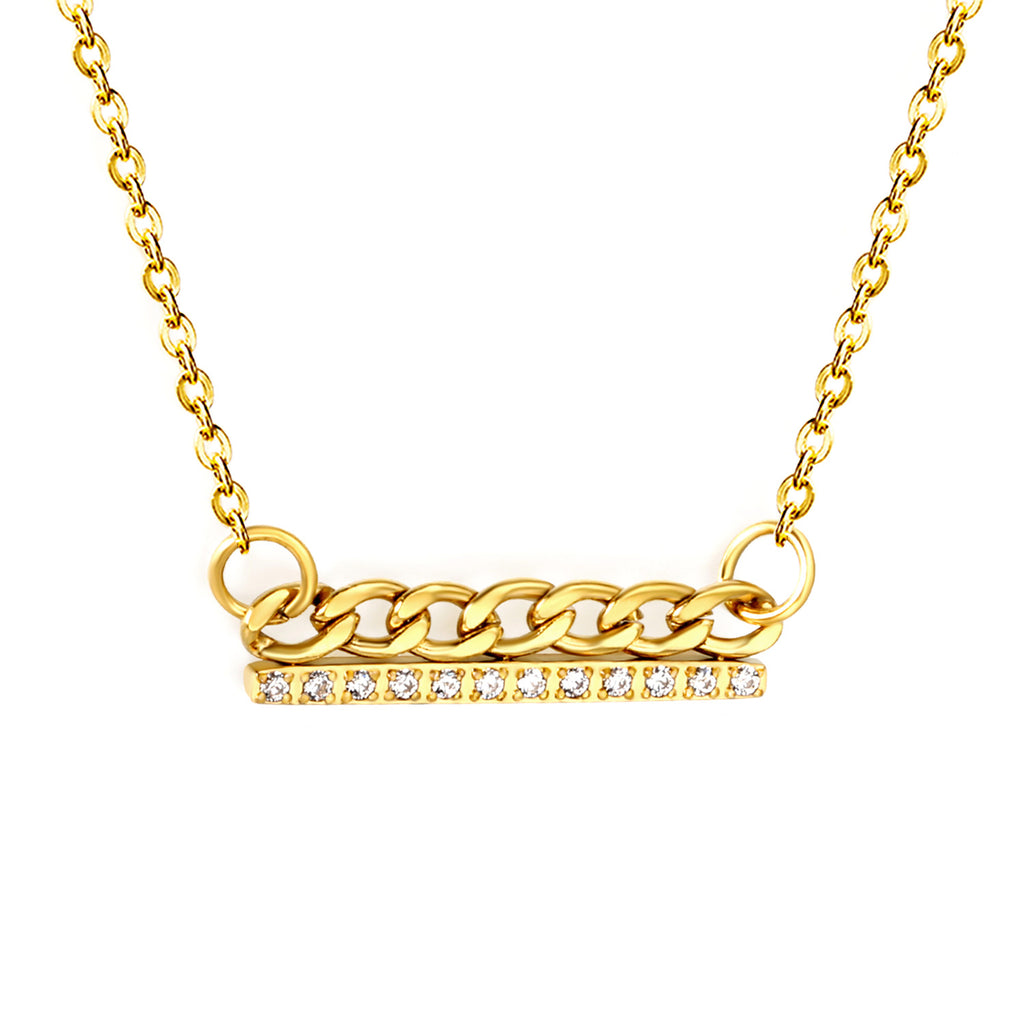 Damen Halskette mit glitzerndem Zirkonia-Anhänger und klassischem Kettendesign Shop Nory