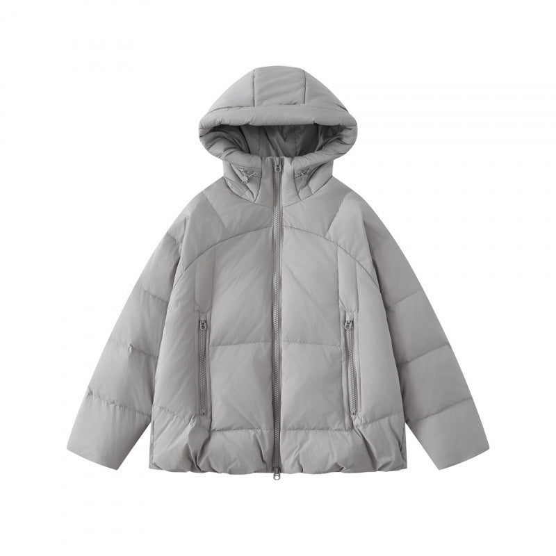 Unisex Kurz geschnittene thermoisolierende Pufferjacke mit verstellbarer Kapuze und Zwei-Wege-Reißverschluss Shop Nory