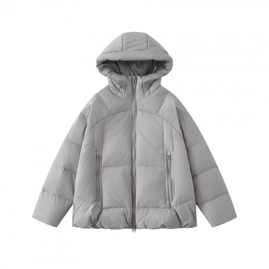 Unisex Kurz geschnittene thermoisolierende Pufferjacke mit verstellbarer Kapuze und Zwei-Wege-Reißverschluss Shop Nory