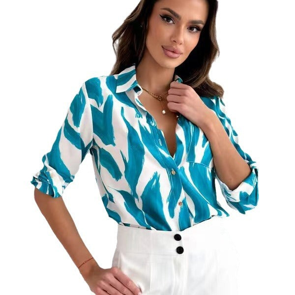 Damen Bluse mit floralen Akzenten und lässigem Schnitt