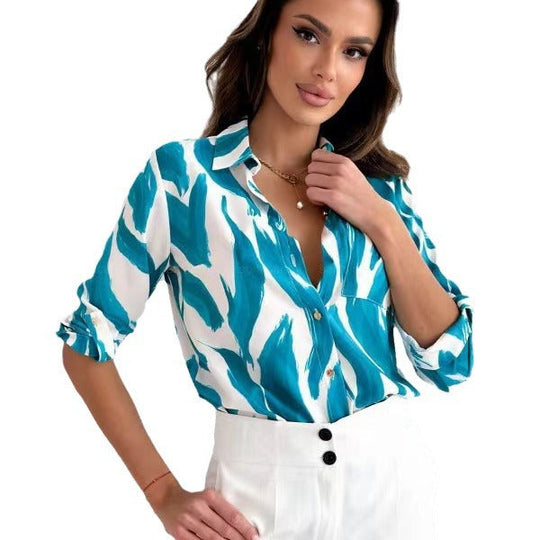 Damen Bluse mit floralen Akzenten und lässigem Schnitt