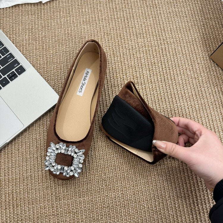Damen raffinierte Ballerinas mit funkelndem Schmuckdetail und flexiblem Fußbett