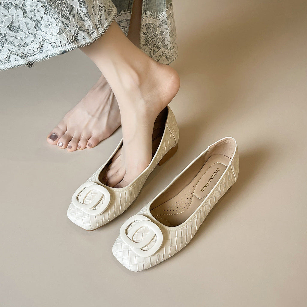 Damen Ballerinas mit schickem Reliefmuster und modischem Schnallenakzent
