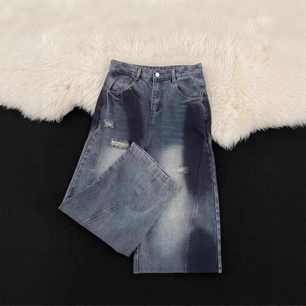 Damen Weitbeinige Destroyed Jeans Shop Nory