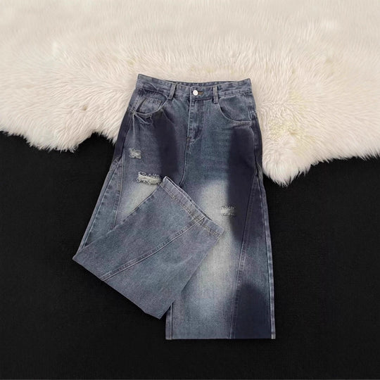 Damen Weitbeinige Destroyed Jeans Shop Nory