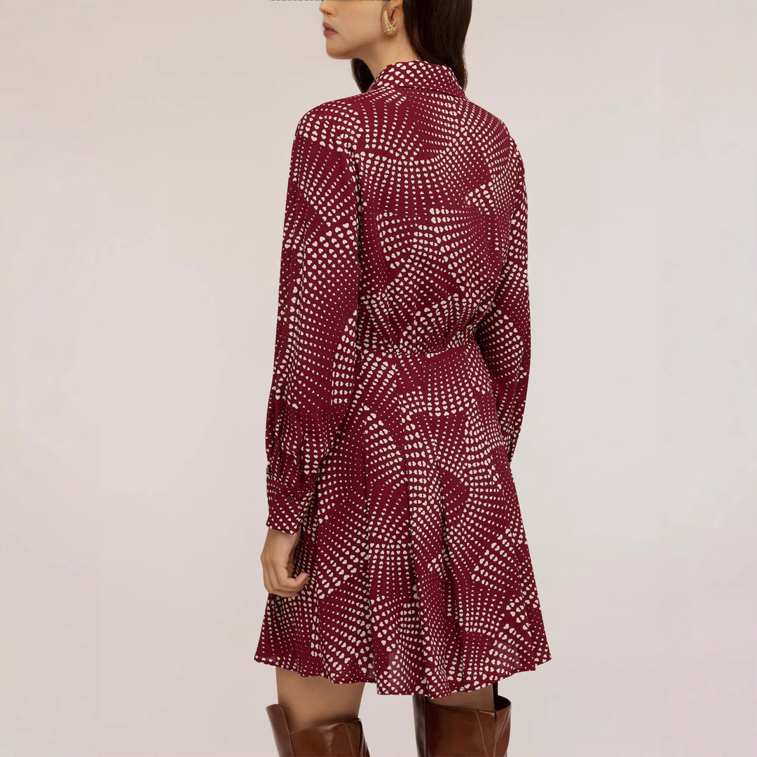 Damen Hemdblusenkleid mit Smockbund, Knopfleiste und Allover‑Print Shop Nory
