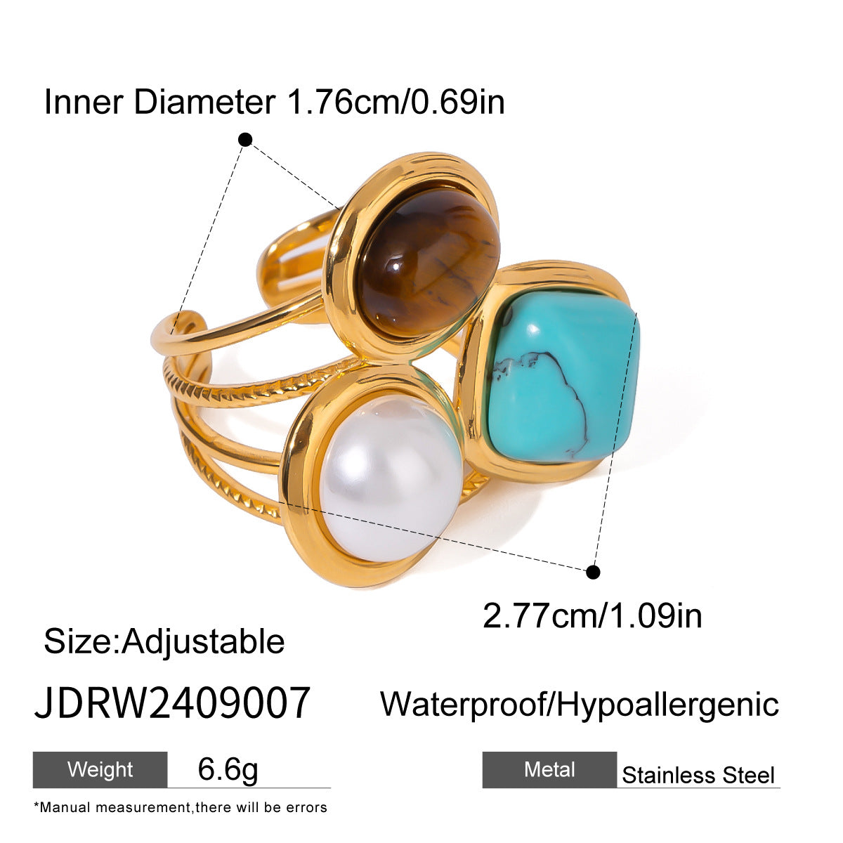 Damen Offenes Ringarmband mit drei funkelnden Edelstein-Akzenten Shop Nory