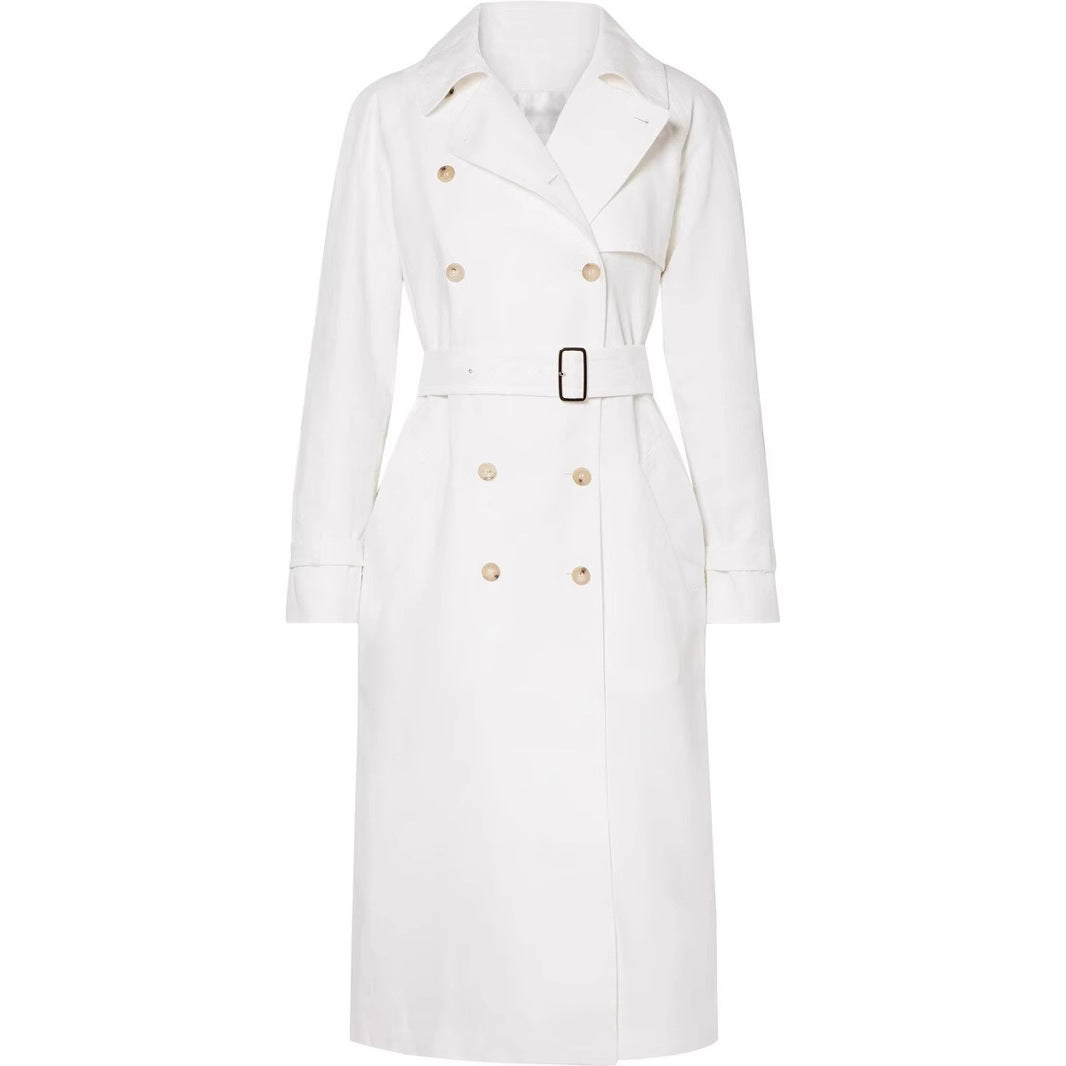 Damen Midilanger Einreihiger Trenchcoat mit Sturmlasche und verstellbaren Manschetten Shop Nory