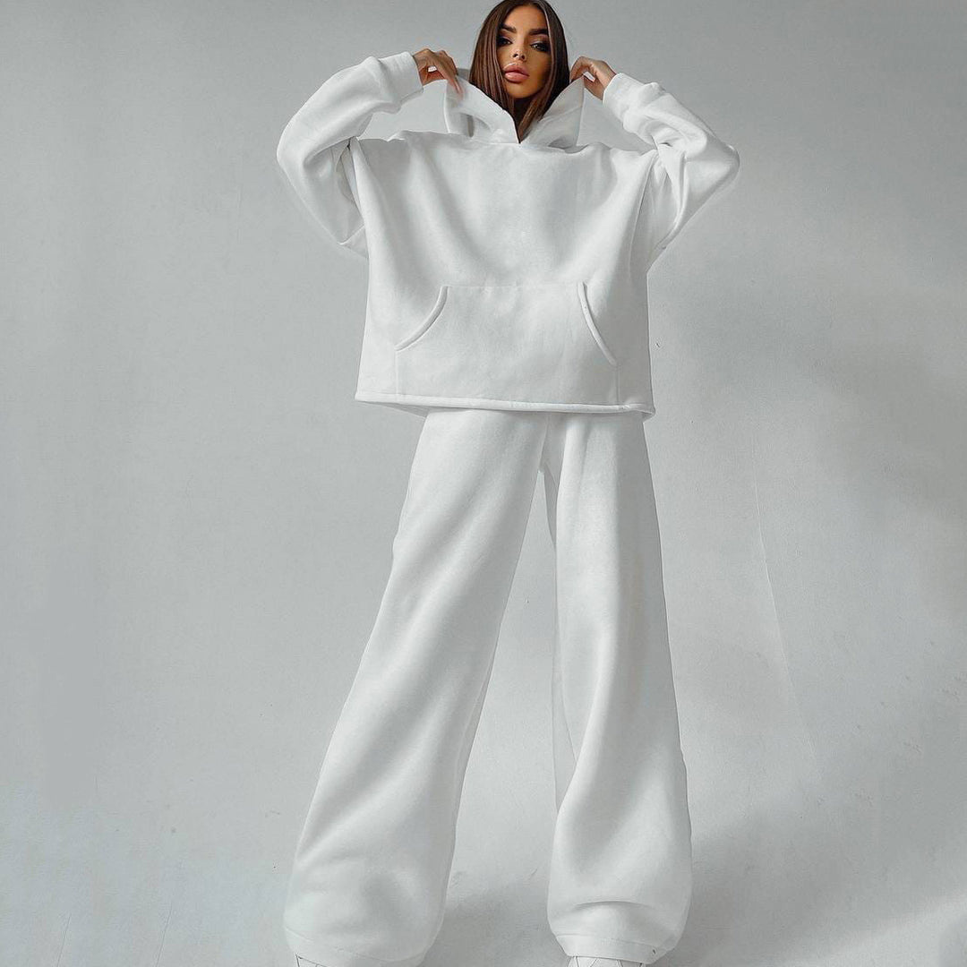 Damen zweiteiliges Lounge-Set mit sculpting High Waist Palazzohose und oversized Kapuzenhoodie Shop Nory
