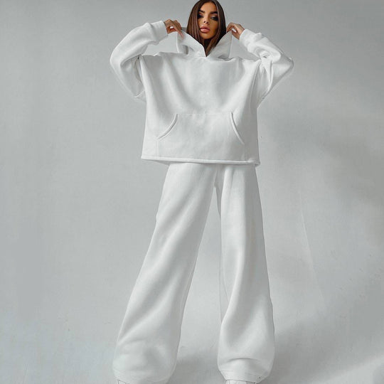 Damen zweiteiliges Lounge-Set mit sculpting High Waist Palazzohose und oversized Kapuzenhoodie Shop Nory