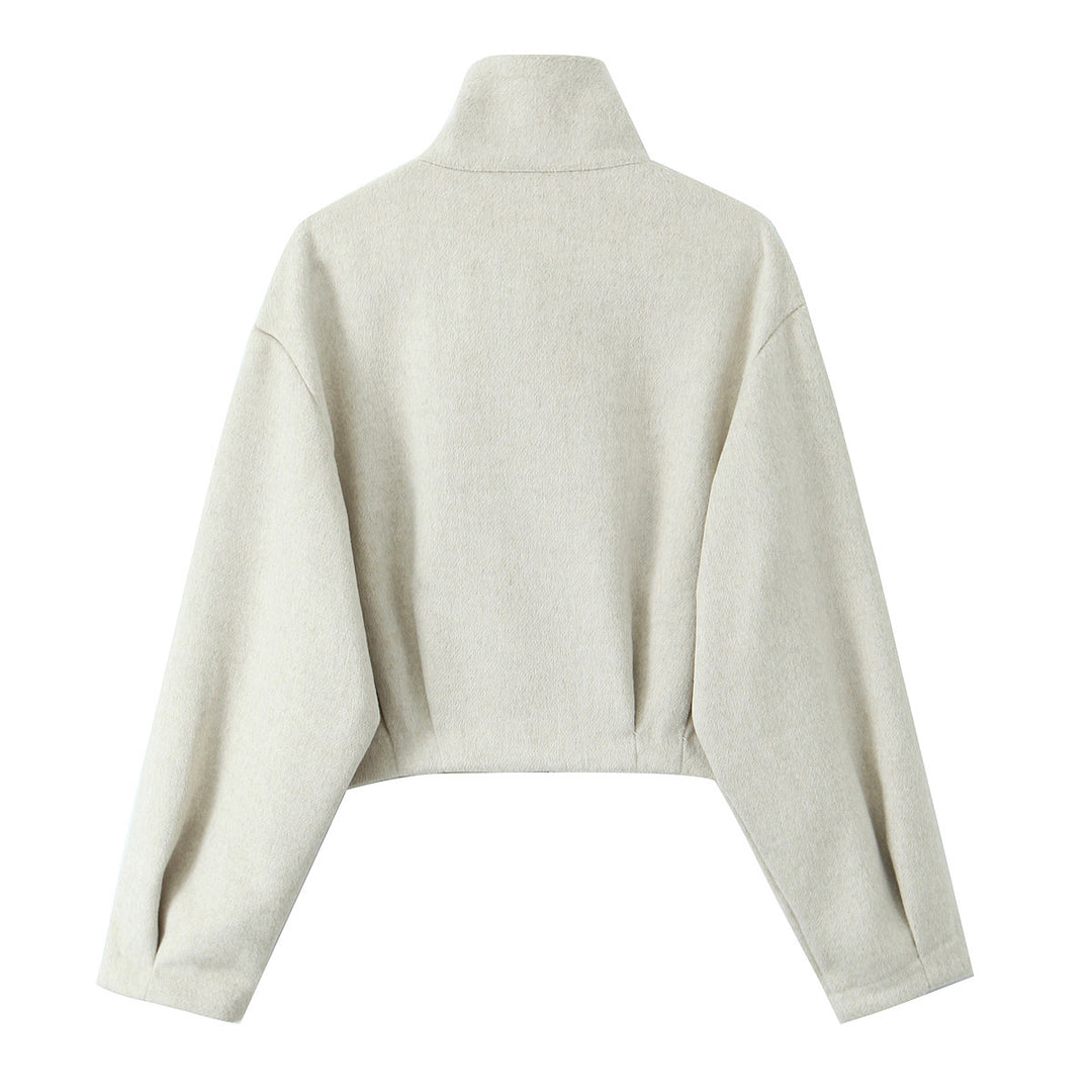 Damen Kastige Fleecejacke mit Stehkragen und verdecktem Reißverschluss Shop Nory
