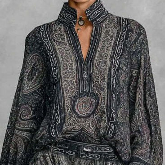 Damen Fließendes Boho-Zweiteiler-Set mit weiter Tunika und Haremshose im Paisley-Design Shop Nory