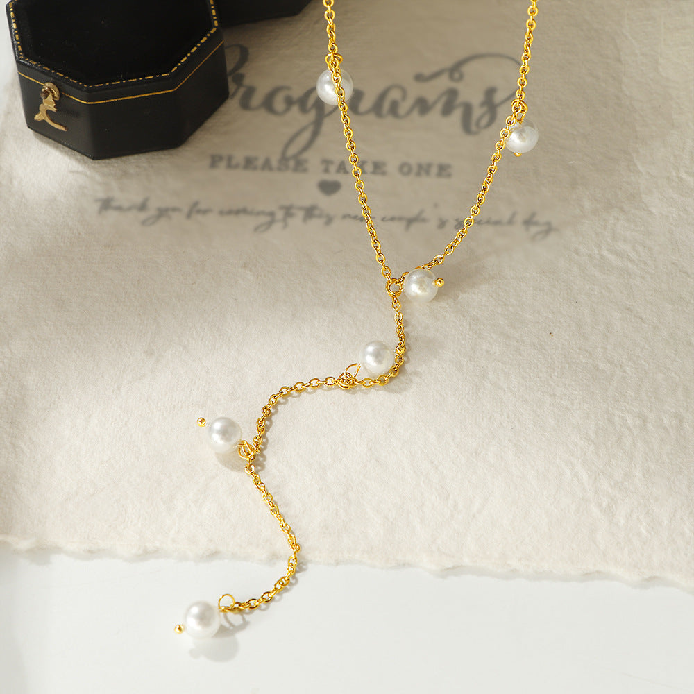 Damen elegante Halskette mit Perlen Shop Nory