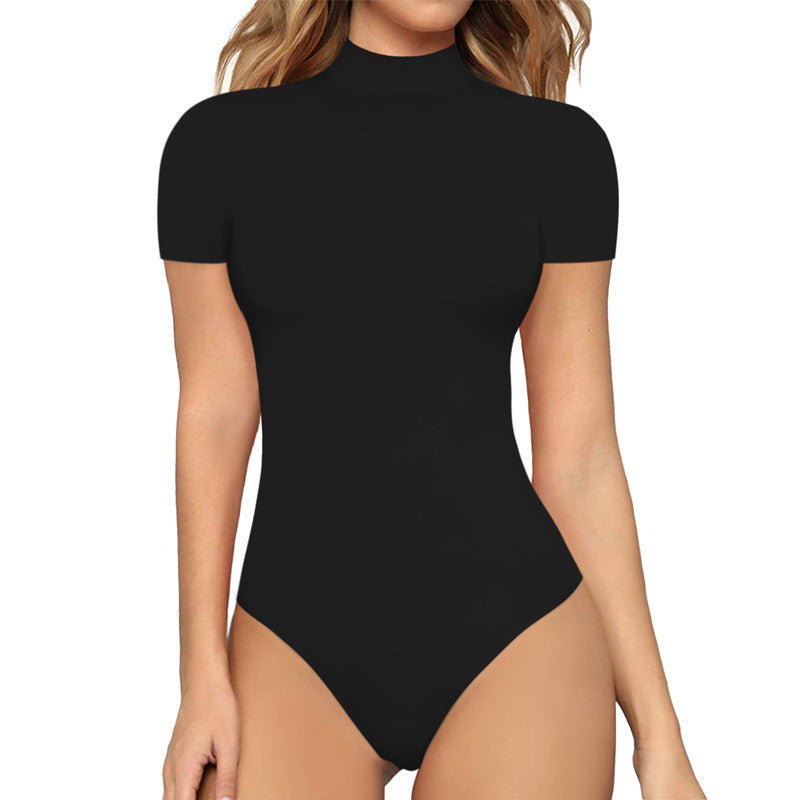 Damen Body mit kurzem Ärmel und hohem Kragen