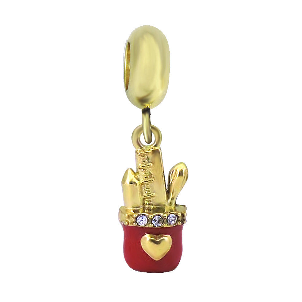 Verspielter Kaktus-Charm Anhänger mit Emaille und Strass