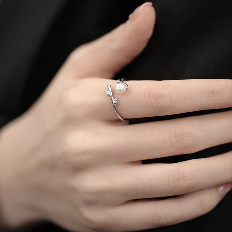 Damen Eleganter Ring mit zartem Perl- und Zirkonia-Design Shop Nory
