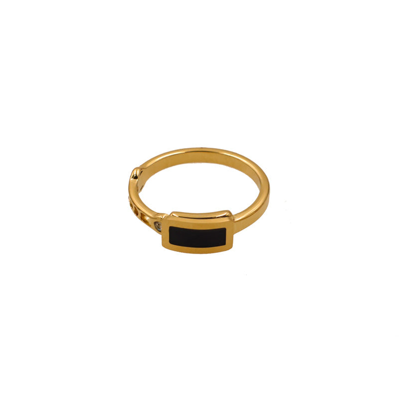 Damen Modern Ring mit rechteckigem Onyx und funkelndem Zirkonia Shop Nory