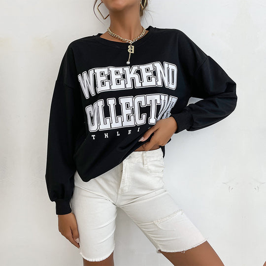 Damen Oversize-Sweatshirt mit College-Print und Raglanärmeln Shop Nory