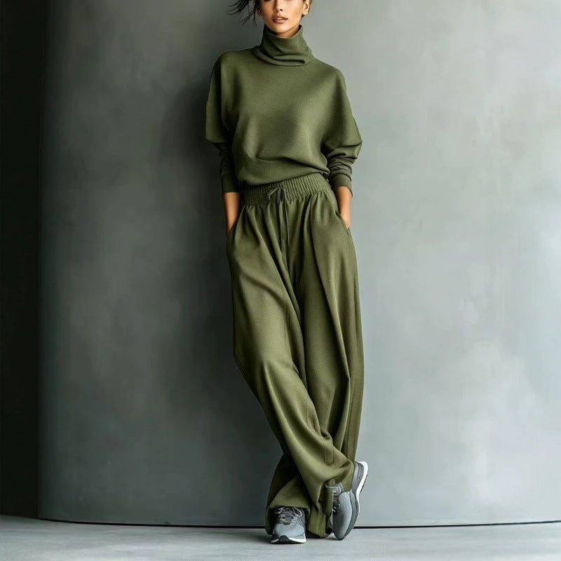 Damen Strick-Loungewear-Set mit Rollkragen und weiten Palazzo-Hosen Shop Nory