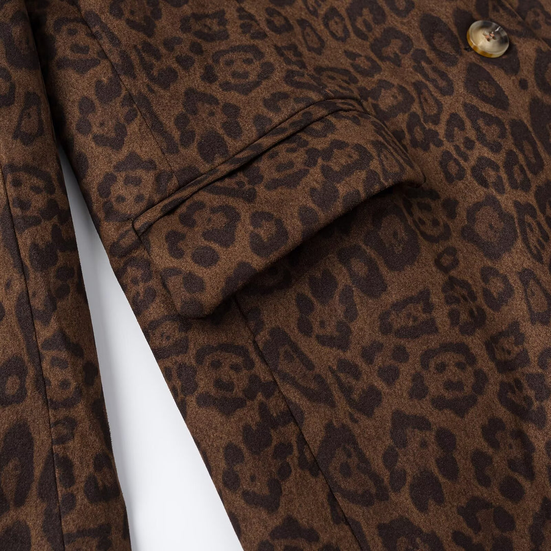Damen Oversize-Blazer mit Leoprint, Reverskragen und Pattentaschen Shop Nory