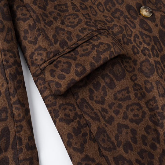 Damen Oversize-Blazer mit Leoprint, Reverskragen und Pattentaschen Shop Nory
