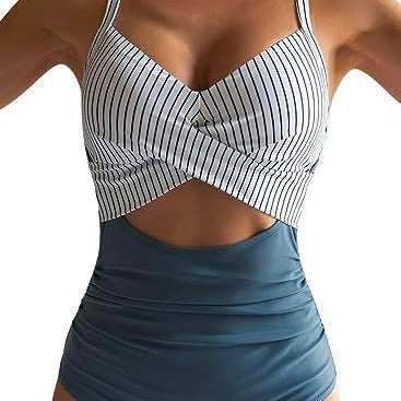 Damen Cut-Out Badeanzug mit Kreuzgurt