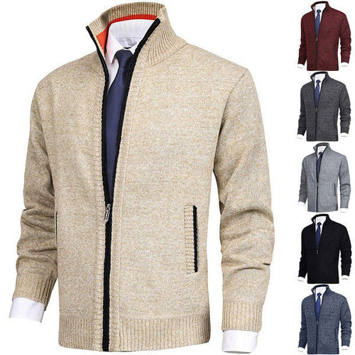 Herren Strickjacke mit Stehkragen und Reißverschluss