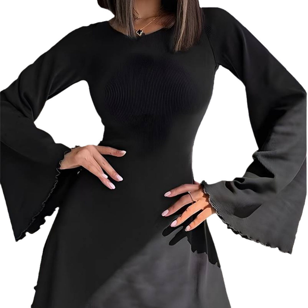 Damen A-Linien Minikleid mit ausgestellten Trompetenärmeln und taillierter Silhouette Shop Nory