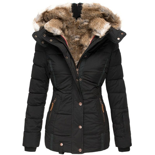 Damen Stepp-Parka mit tailliertem Schnitt und Kunstfellkapuze Shop Nory