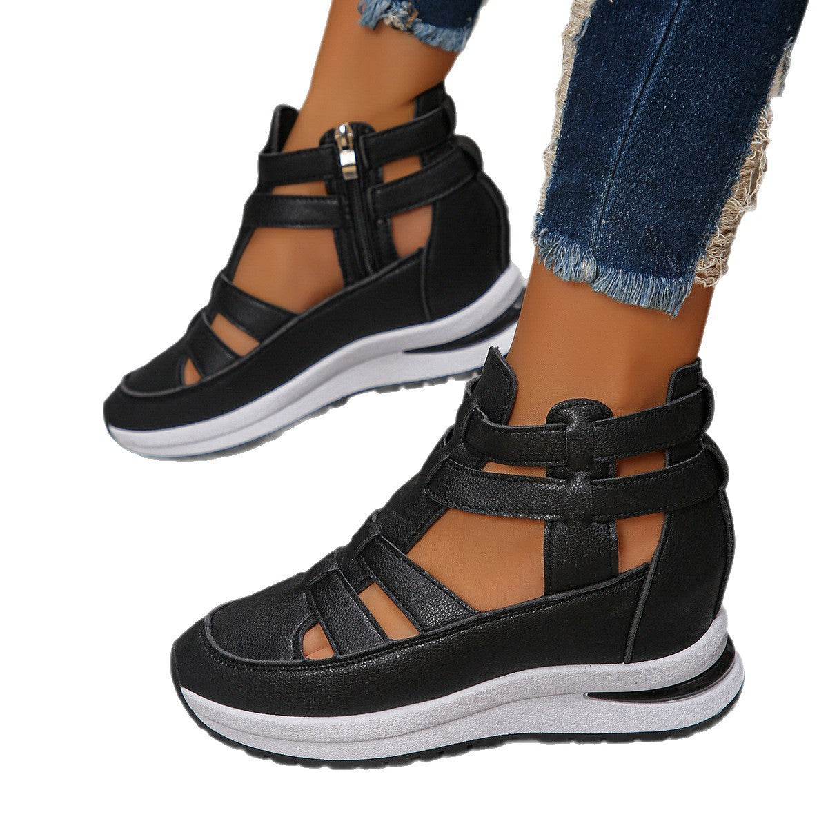 Damen Wedge-Sneaker mit verstellbaren Riemen und atmungsaktiver Sohle