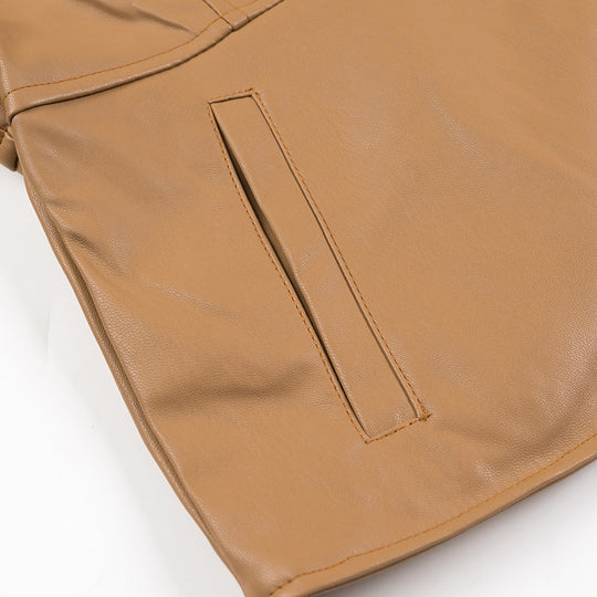 Damen Lederjacke ohne Kragen mit taillierter Passform und durchgehendem Reißverschluss Shop Nory