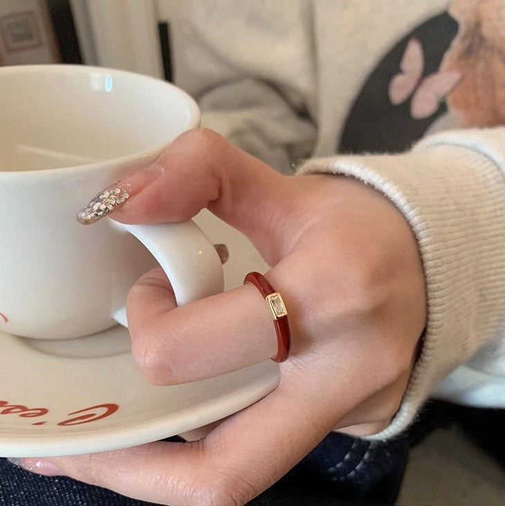 Damen Offener Ring mit quadratischem Zirkonia und elegantem Design Shop Nory