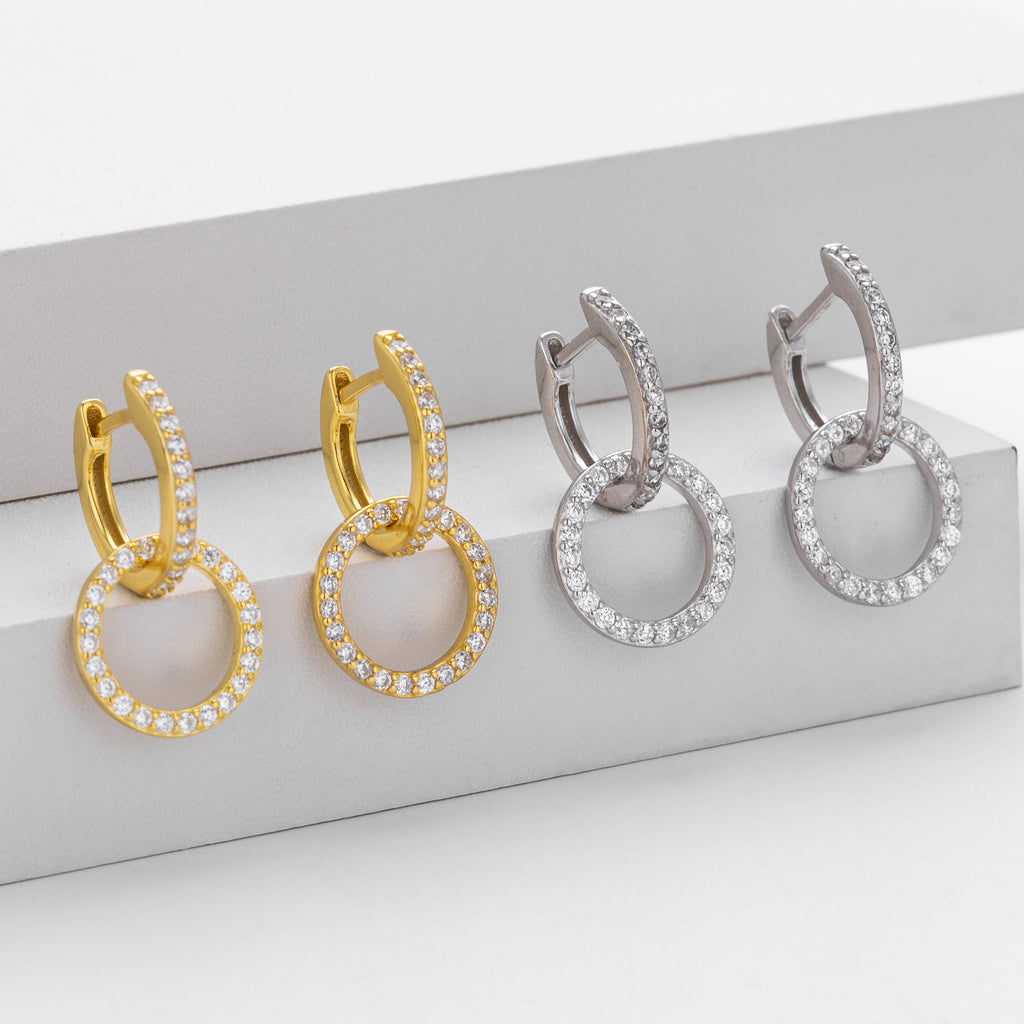 Damen Ohrhänger mit glitzernden Zirkonia in modernem Design Shop Nory