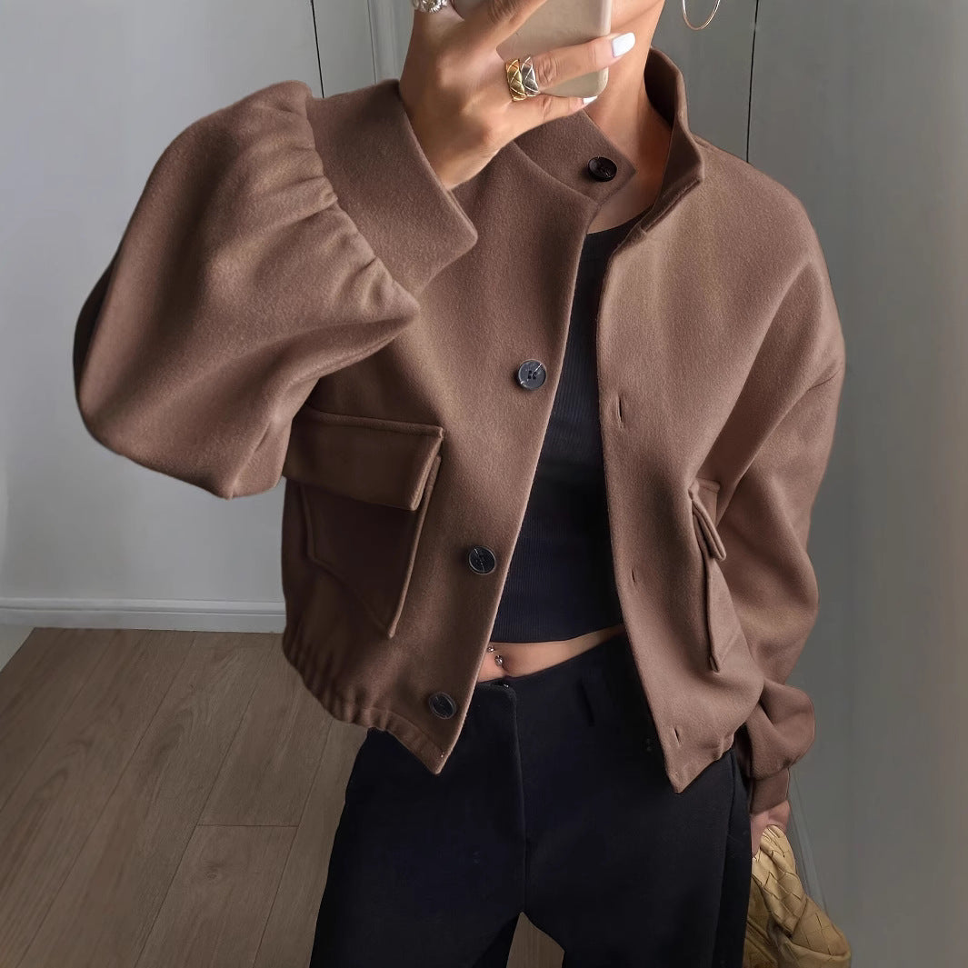 Damen Modische Kurzjacke mit Stehkragen
