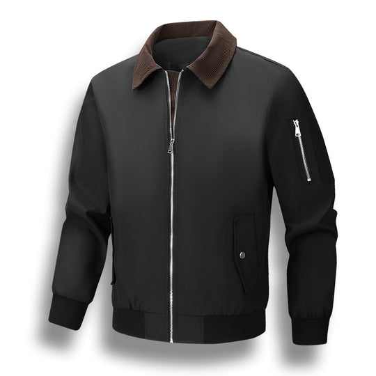 Herren Windabweisender Bomberblouson mit Cordkragen, Zwei-Wege-Reißverschluss und Ärmel-Utilitytasche Shop Nory