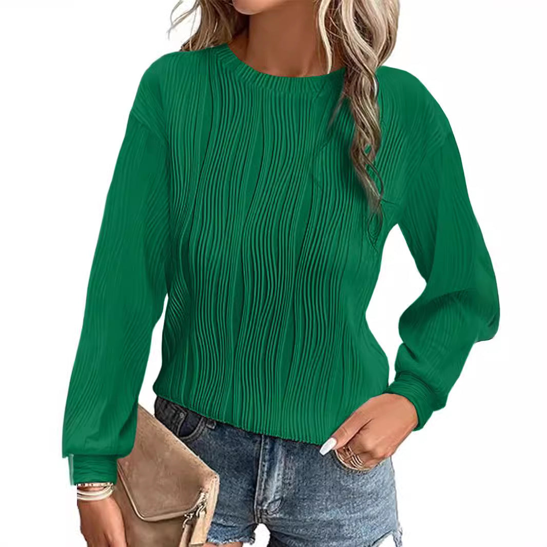 Damen Plissiertes Feinstrick-Longsleeve mit Rundhalsausschnitt Shop Nory