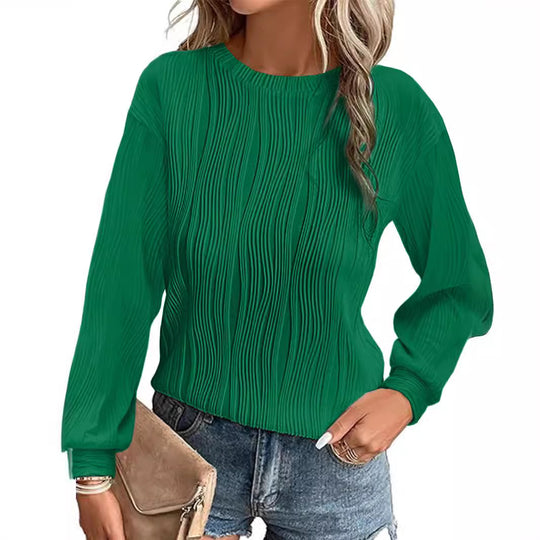 Damen Plissiertes Feinstrick-Longsleeve mit Rundhalsausschnitt Shop Nory