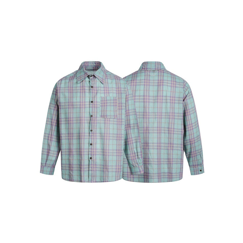 Unisex Boxy-Karohemd aus weichem Flanell mit überschnittener Schulter und aufgesetzter Brusttasche Shop Nory