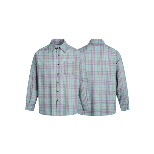 Unisex Boxy-Karohemd aus weichem Flanell mit überschnittener Schulter und aufgesetzter Brusttasche Shop Nory