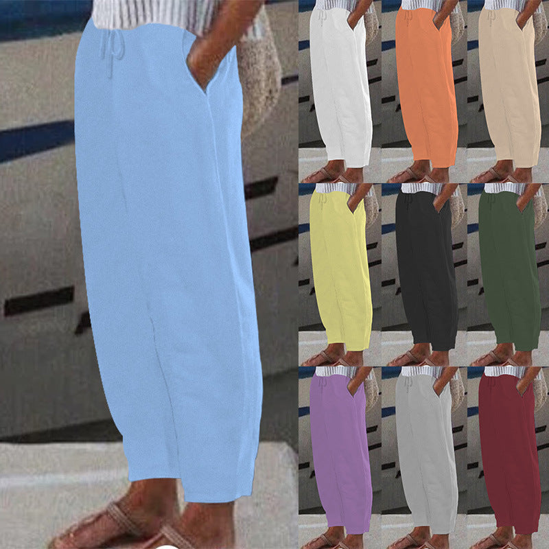 Damen Ankle Harem Hose mit Kordelzug, Seitentaschen und elastischem Knöchelbund Shop Nory