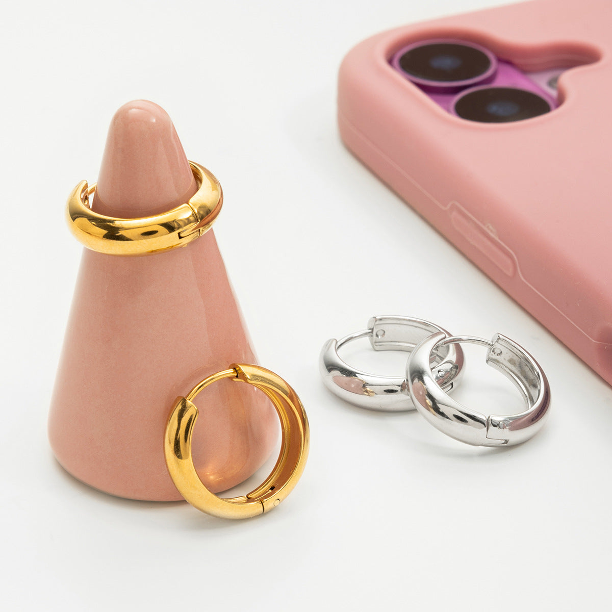 Damen Creolen aus rostem Edelstahl mit hypoallergener und wasserfester Beschichtung Shop Nory