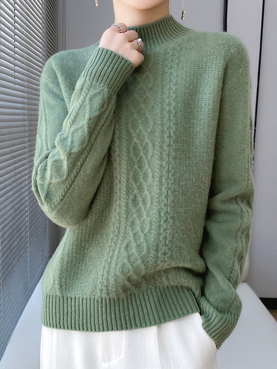 Damen Weicher Zopfstrick-Mockneck-Pullover mit leichtem Mohair-Effekt Shop Nory