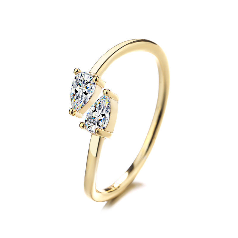 Damen Ring mit zweifachem tropfenförmigen Edelsteinglanz Shop Nory