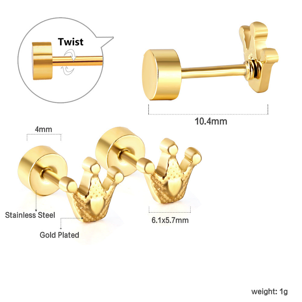 Damen Edelstahl Ohrstecker im königlichen Krone-Design Shop Nory