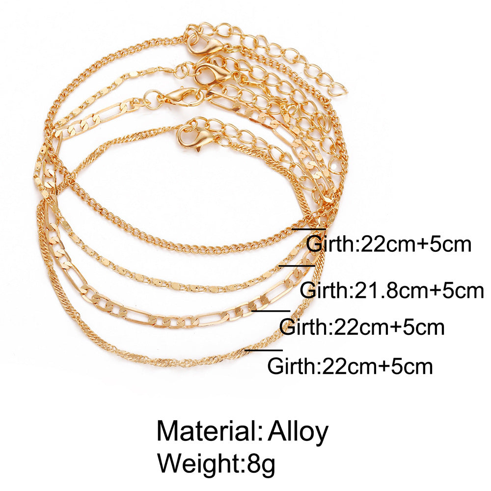 Damen Fußkettchen-Set mit zarten Herz- und Kreuzanhängern Shop Nory
